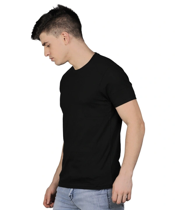Fambruh Solid Black T Shirt For Men - S