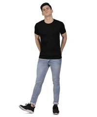 Fambruh Solid Black T Shirt For Men - M