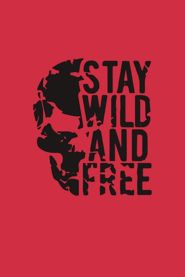 Fambruh Red Stay Wild And Free Printed T Shirt Men - XXL
