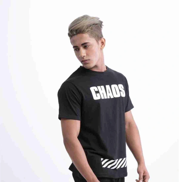 Fambruh Danish Zehen Chaos Printed Black T Shirt For Men - S
