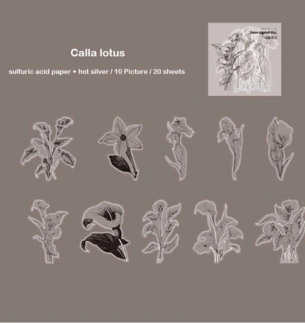 Flower Sticker Silver Hot Border (20pc)