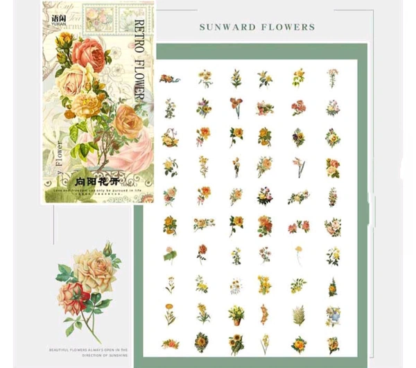 Retro Flower Sticker (60pc) Sunny Flower 