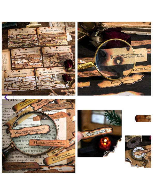 Retro Burnt Paper English Sticker (30pc) Anonymus Letter 