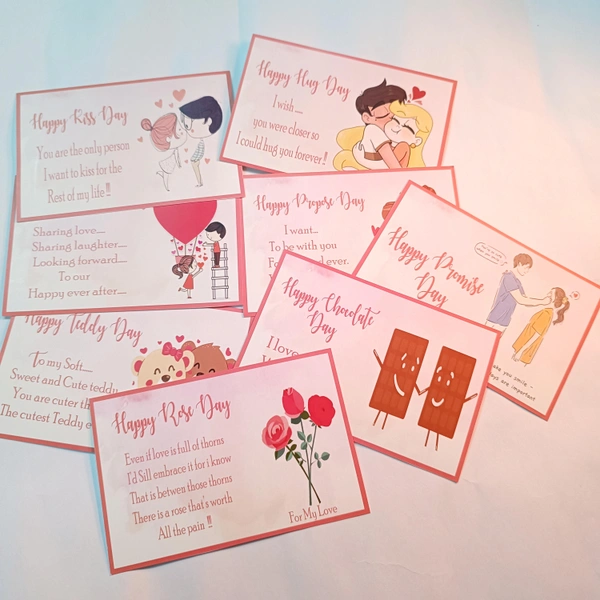 8 Pc Valentines Week Cards 