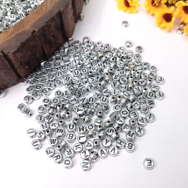 Silver  Alphabet Beads (20grms)
