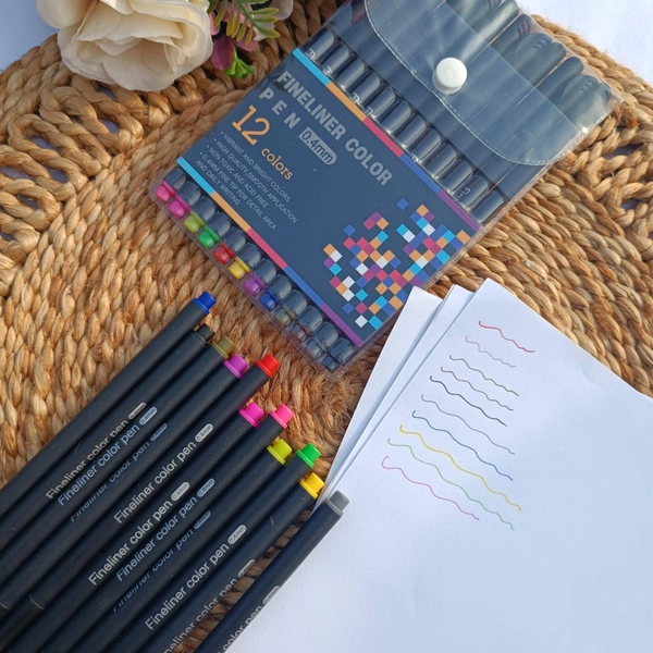 Fine Liner Pen Set Of 12 Shades 