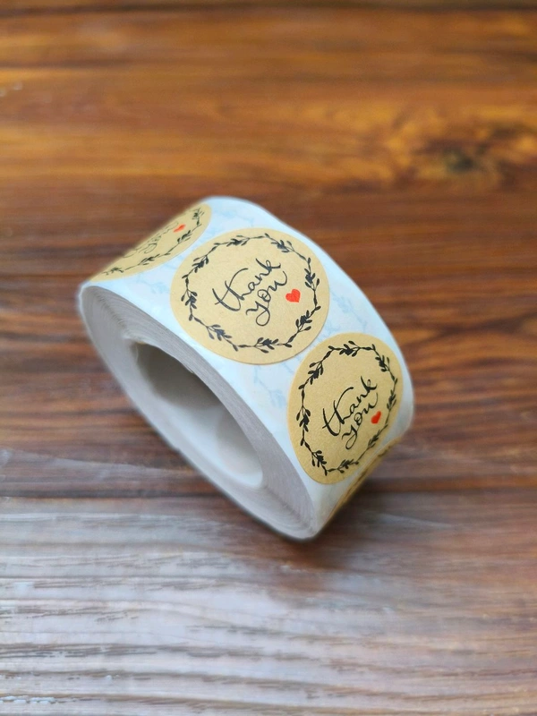 Brown Thankyou Sticker Roll (400-500pcs)