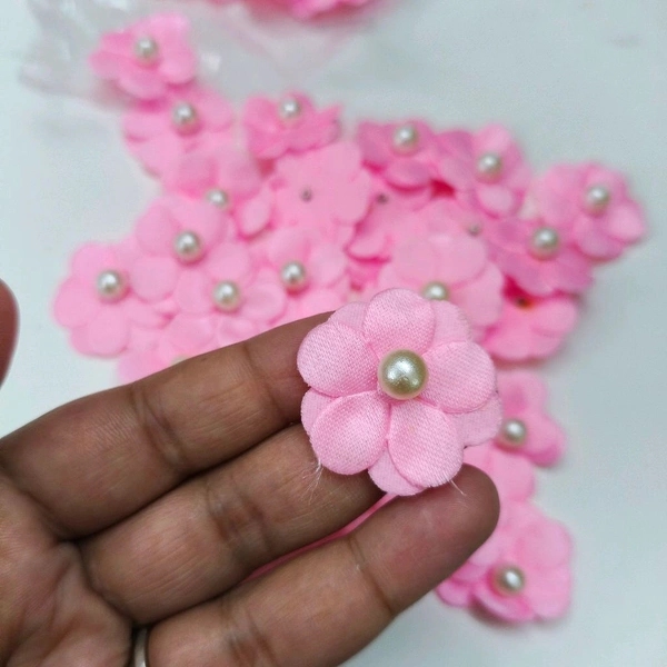 Pearl Flower Pack Of 20 Pcs (Pink) - 4CM