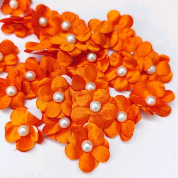 Pearl Flower Pack Of 20 Pcs (Orange) - 4CM