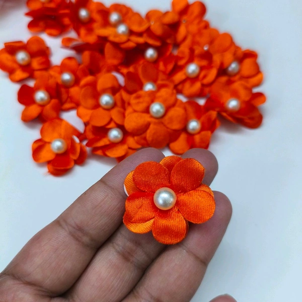 Pearl Flower Pack Of 20 Pcs (Orange) - 4CM