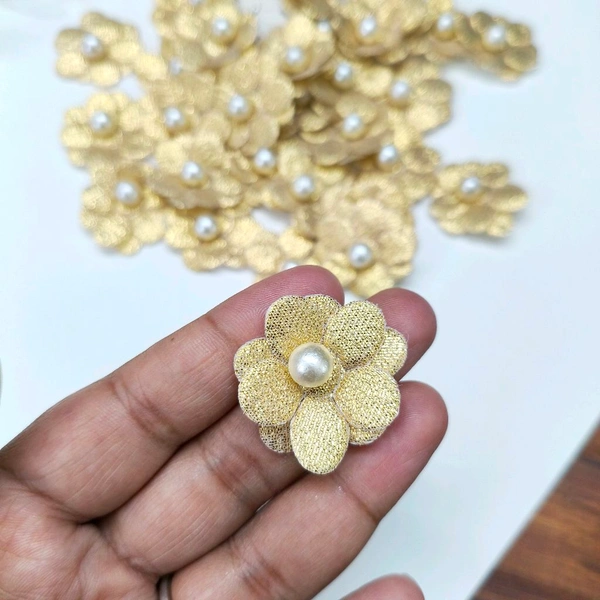 Pearl Flower Pack Of 20 Pcs (Golden) - 4 CM