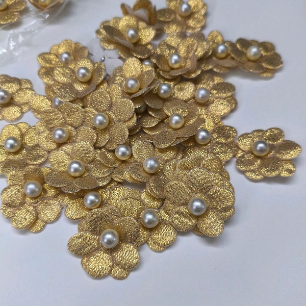 Pearl Flower Pack Of 20 Pcs (Golden) - 4 CM