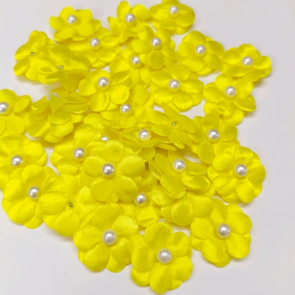 Pearl Flower Pack Of 20 Pcs (Yellow) - 4CM