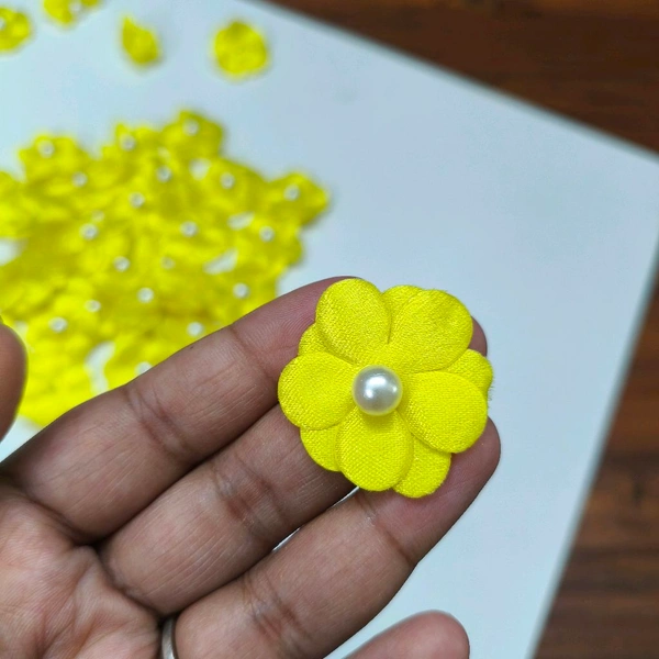 Pearl Flower Pack Of 20 Pcs (Yellow) - 4CM
