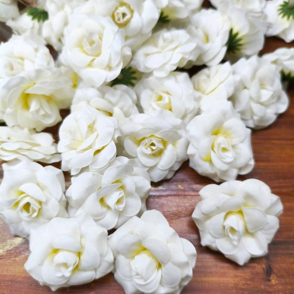 Velvet White Roses Pack Of 10 Pcs 