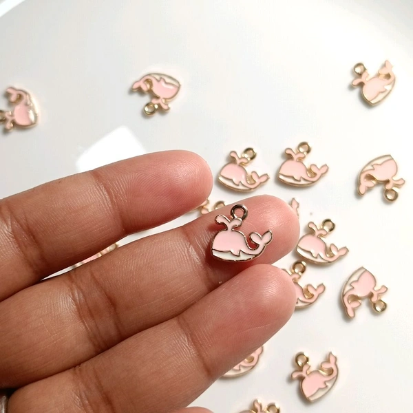 Pink Fish Metal Charm Pack Of 10 Pc 
