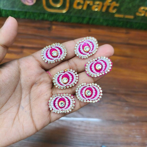 Oval Kundan Work Pack Pack Of 10 Pc (Magenta)