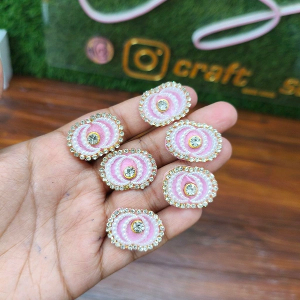 Oval Kundan Work Pack Pack Of 10 Pc (Light Pink) 
