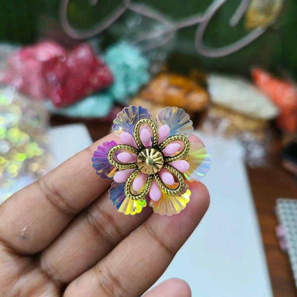 Artifical Holographic Pink Flower Pack Of 10 Pc