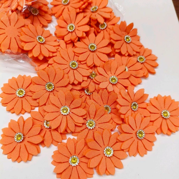 Artificial Cloth Flower Pack Of 10 Pc (Orange) 