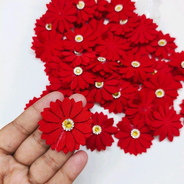 Artificial Cloth Flower Pack Of 10 Pc (Red) 