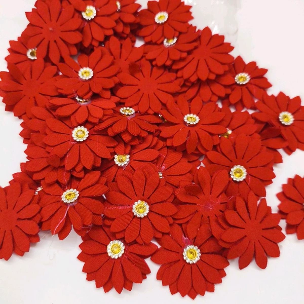 Artificial Cloth Flower Pack Of 10 Pc (Red) 