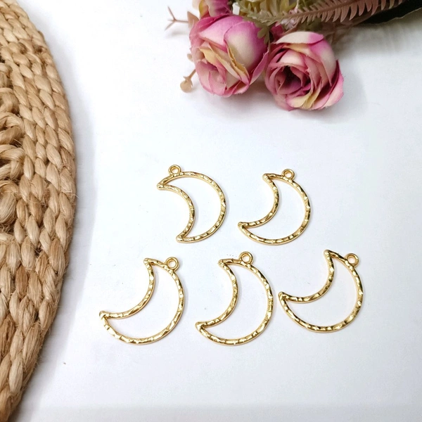 Half Moon Pendent Bezel 5pc Pack Gold