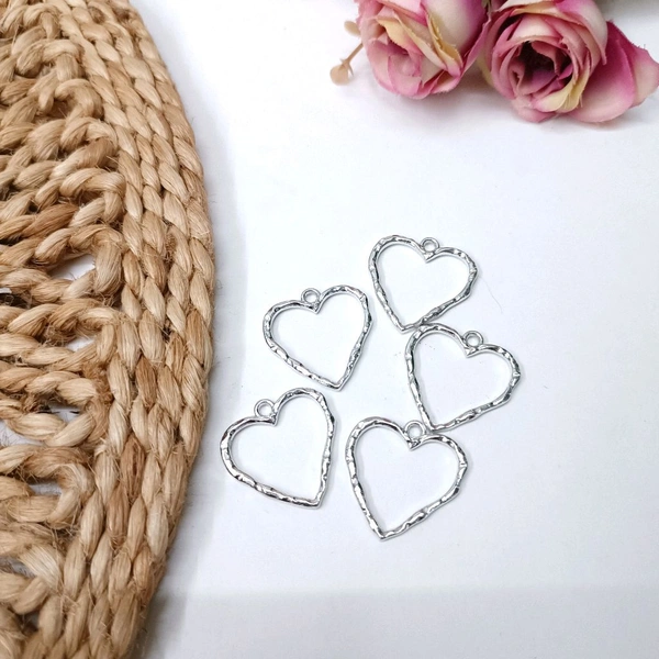 Heart 5pc Pendant Bezel  Silver 