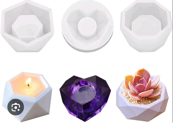 3pc Planter  Candle / Concrete/ Resin Mold 