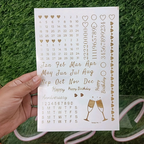 A5 Golden Embossed Sticker Sheet Calendar 