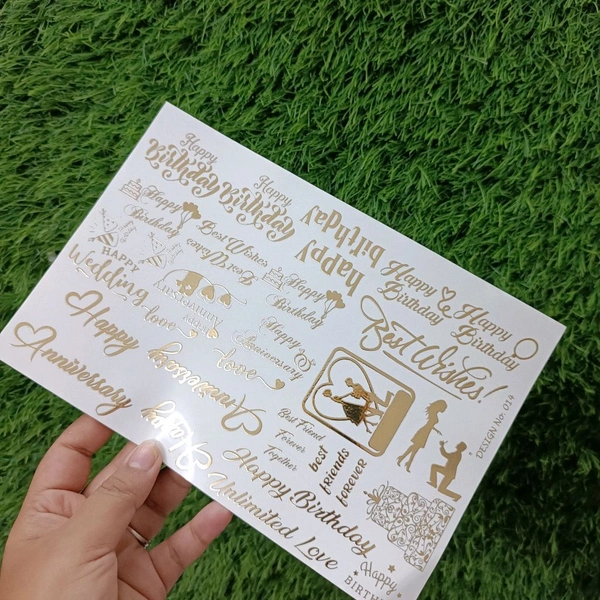 Love Theme A5 Golden Embossed Insert Sticker Sheet (014)