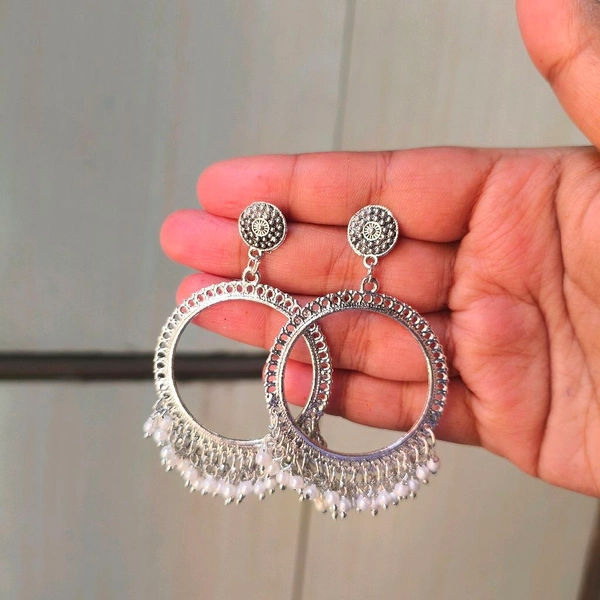 Resin jhumka Base Pair ( White Beads )