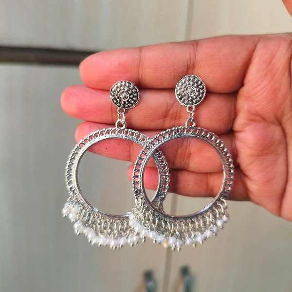 Resin jhumka Base Pair ( White Beads )