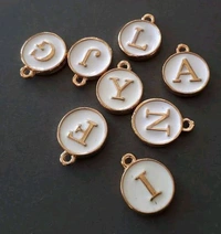 26 Alphabet Letters Enamel charms   (A To Z) White 