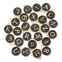 26 Alphabet Letters Enamel charms   (A To Z) Black 