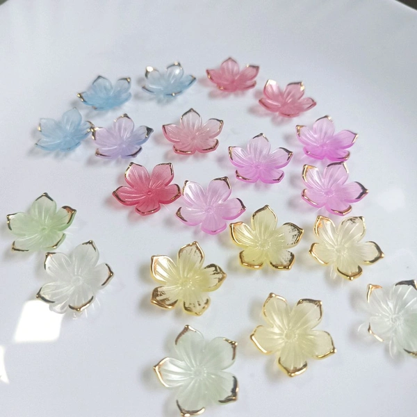 Golden Foiled Flower Beads (20 Pc)