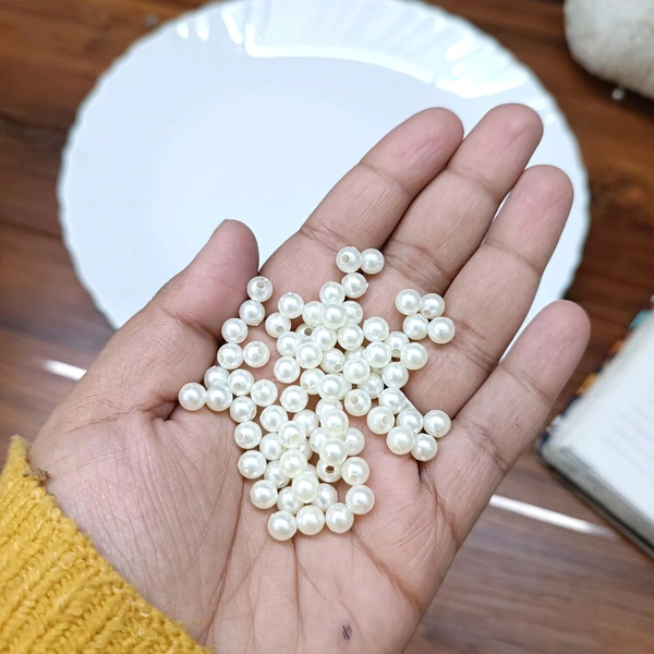 White Pearl Beads / Moti 25Grms 0.6 mm (Medium)