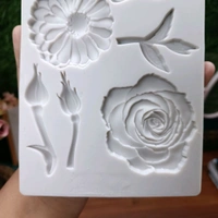 3D Multi Flowers Clay /  Candle MOLD  - 4.6"7.5 Inch