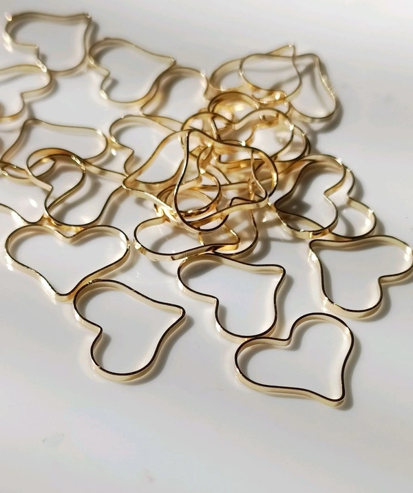 Heart Plain Bezel Golden Without Hole (1.8 cm ) 10 Pcs 