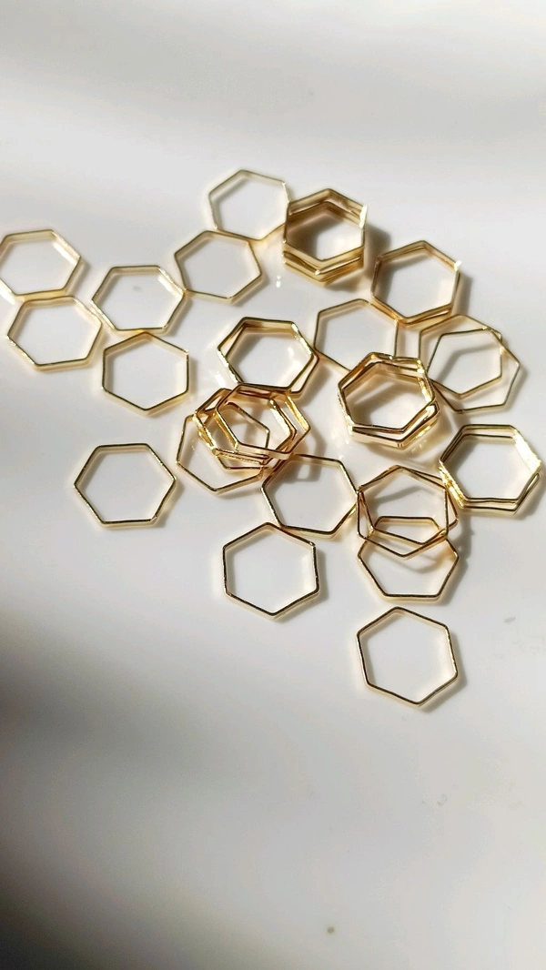 Hexagon Plain Bezel Golden Without Hole (1.4 cm ) 10 Pcs 