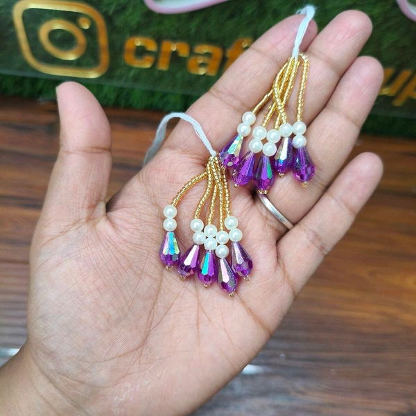 Purple Diamond Moti Latkan / Tessel / Hanging Pair 