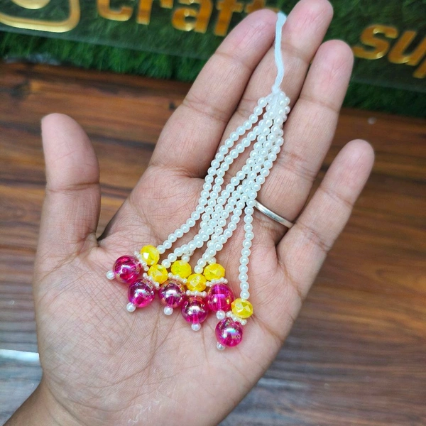 Pink White Moti Latkan / Tessel / Hanging 1 Pc 