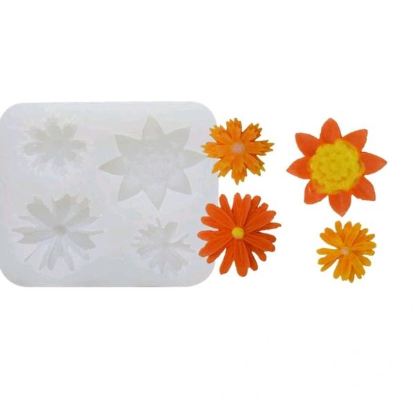 3d Flower 4 Cavity Candle / Clay Mold 