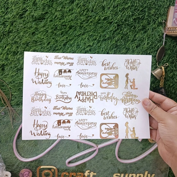  Golden Embossed Sticker Sheet  A5 Birthday 