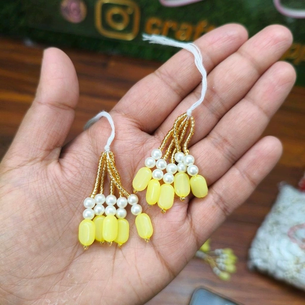 Yellow  Moti Latkan / Tessel / Hanging Pair 