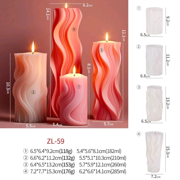 4pc Pillar Candle Set Mold (Zl 59)
