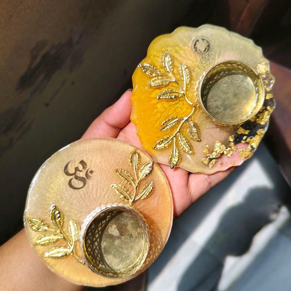5" Inch Resin Tealight Set Of 2Pcs 