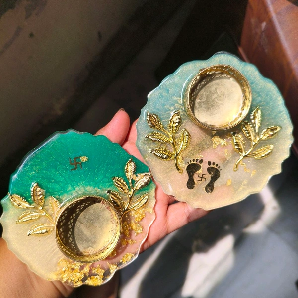 5" Inch Resin Tealight Set Of 2Pcs 