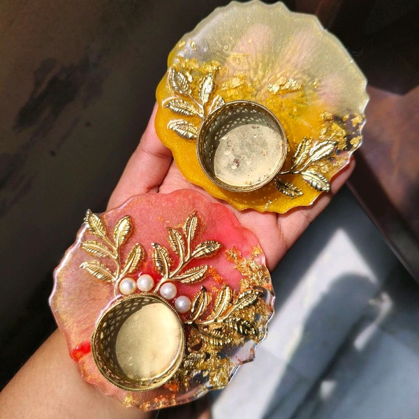 5" Inch Resin Tealight Set Of 2Pcs 