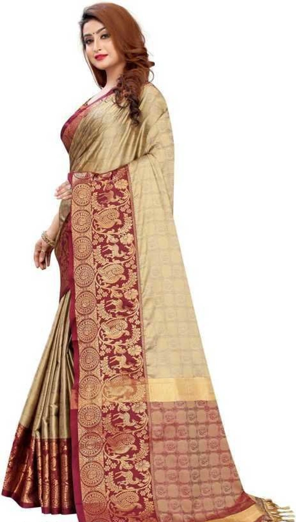 Beautiful Benarasi Silk Saree - Multicolor, Free Size